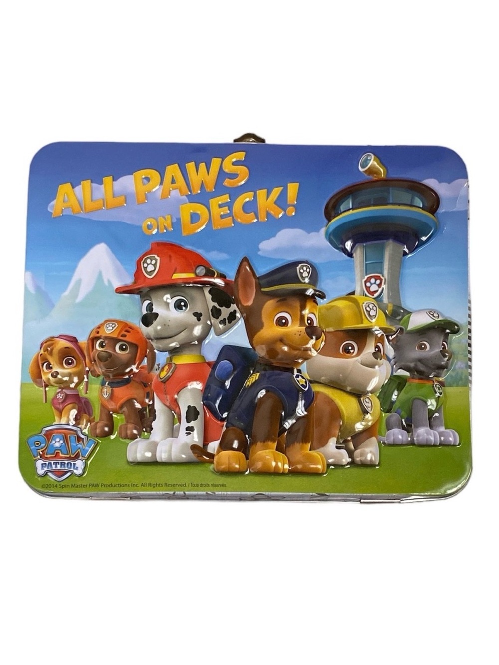 Paw Patrol Metal Lunchbox and 24 Piece Puzzle Set Kids Tin Storage Case Blue Red